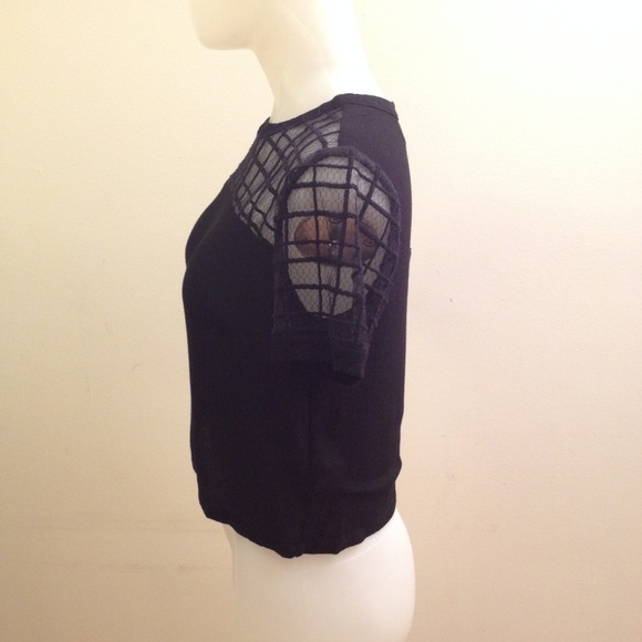 FOREVER21 Short Sleeve Crop Top Black - Picture 3 of 7